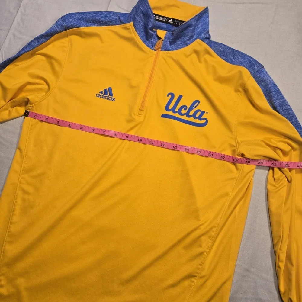 UCLA Bruins Pullover Mens Small Yellow NCAA Basketball Adidas Climalite 1/4 Zip